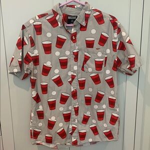 Super Massive Men’s Beer Pong /Flip Cup Button Down Collar Shirt